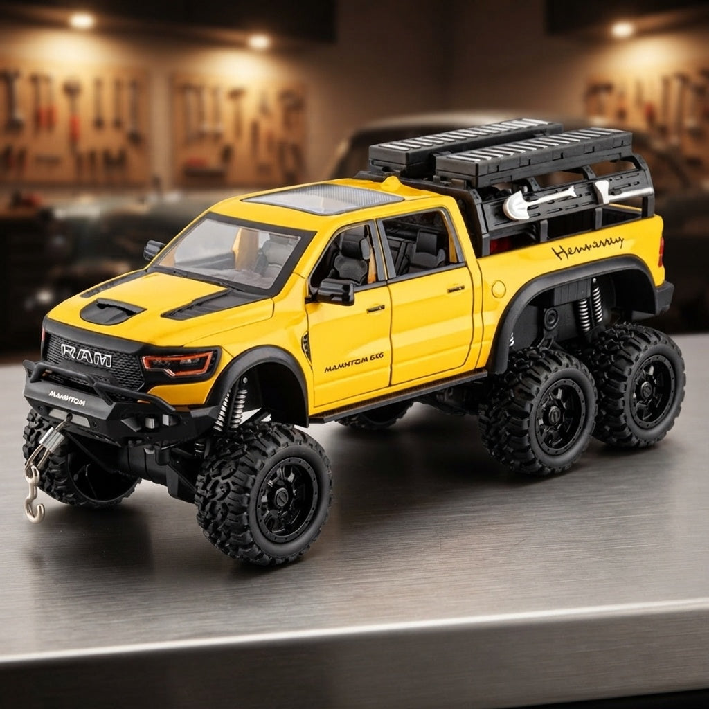 Maquette pick-up Mammoth 6x6 dans un garage de collectionneur