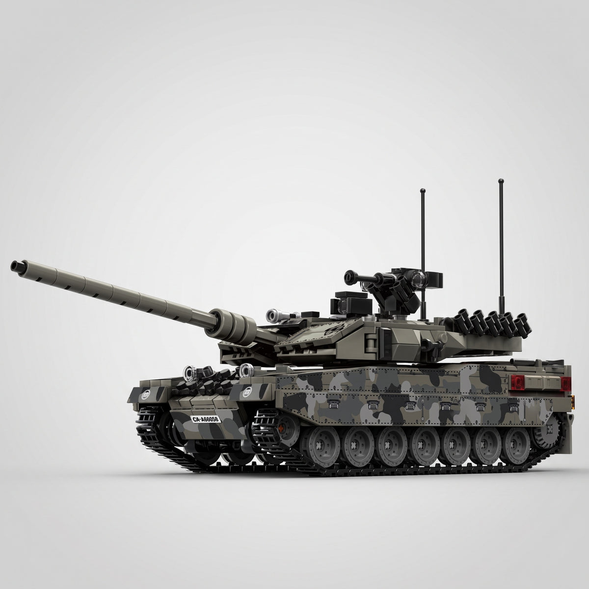 Maquette tank Leopard 2A7 en briques, camouflage urbain gris, plus de 1 009 pièces