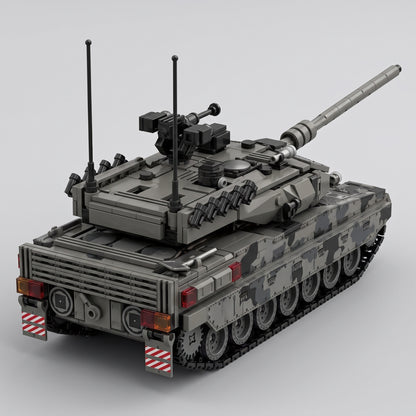 Maquette tank Leopard 2A7 vue arrière avec sa tourelle et ses antennes