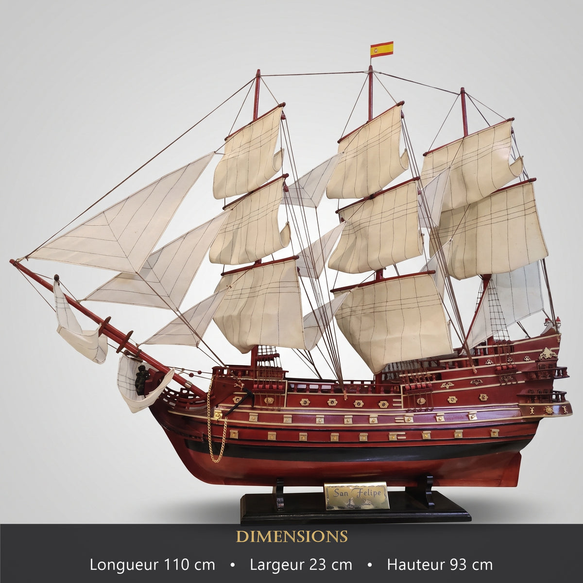 Dimensions de la maquette San Felipe : 110 x 23 x 93 cm