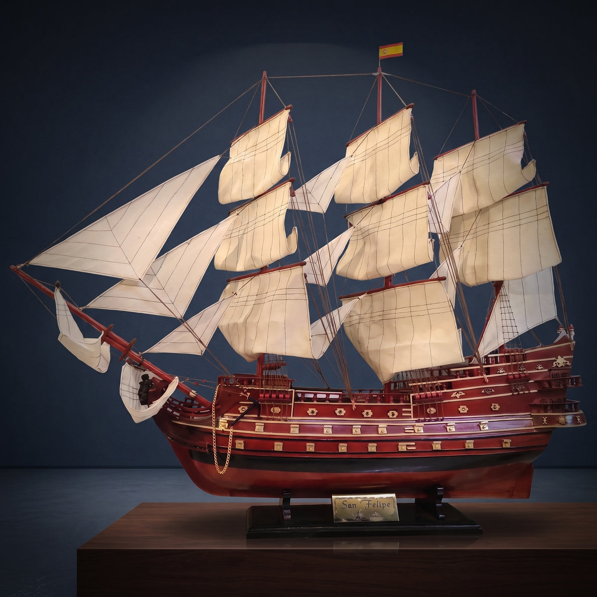 Maquette galion San Felipe exposée comme une pièce de musée