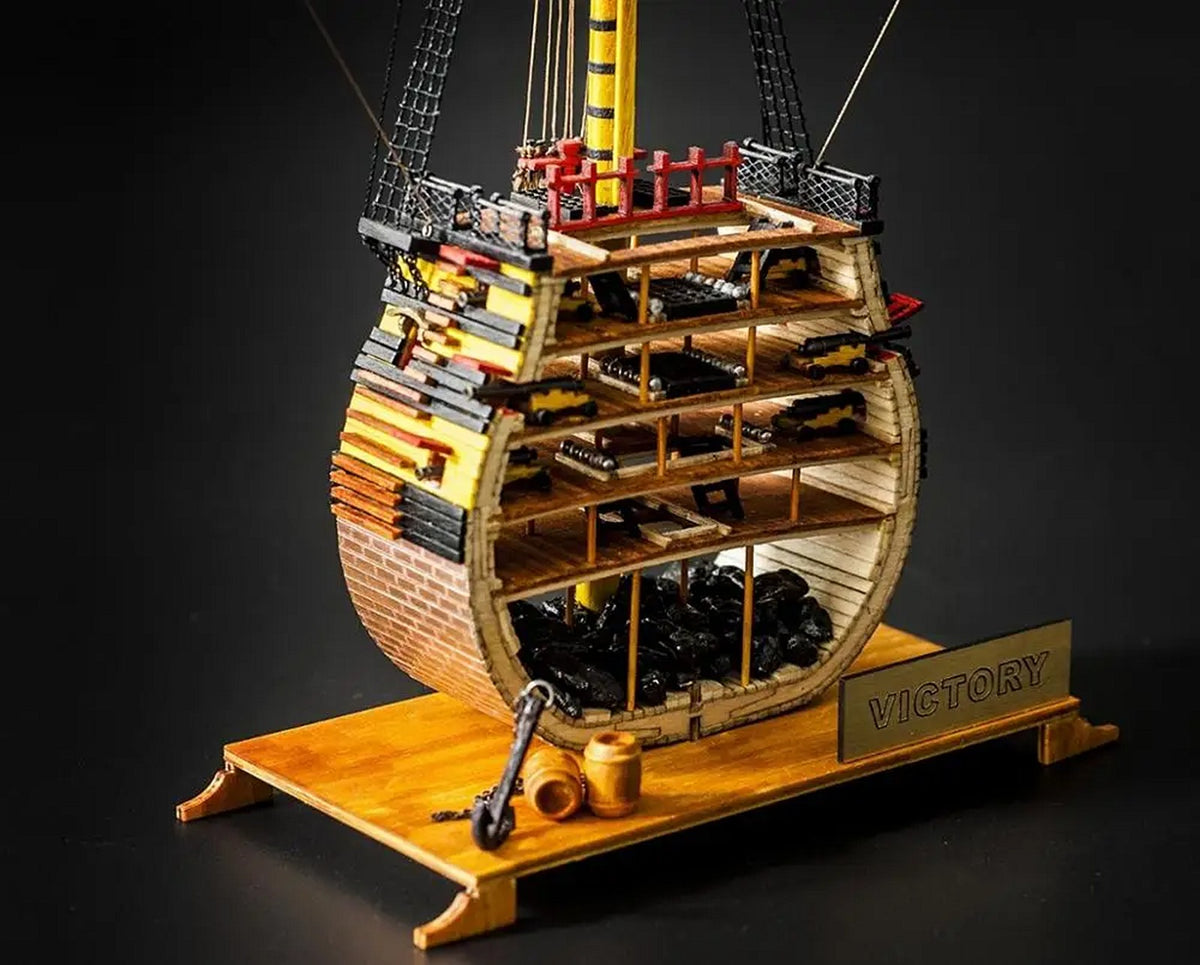 Maquette HMS Victory en bois au 1/200 : ponts de batterie et canons