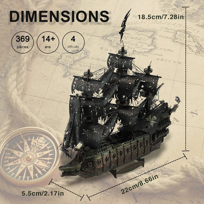Dimensions de la maquette The Flying Dutchman : 22 x 5,5 x 18,5 cm, 369 pièces