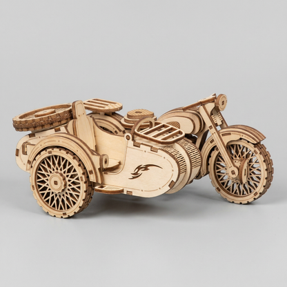 Maquette moto en bois-"Sidecar Militaire"