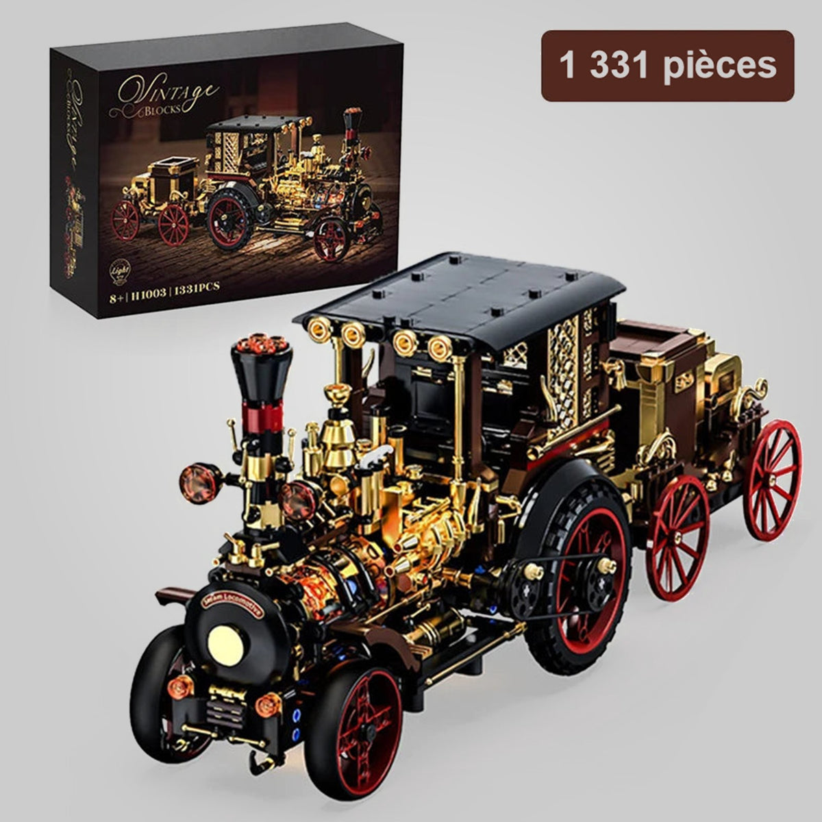 Maquette voiture à vapeur 1 331 pièces avec sa boîte
